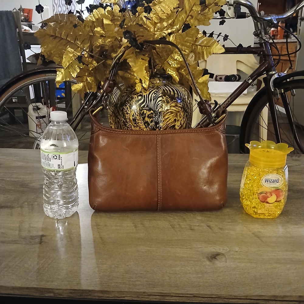 Coach Brown Leather Bag with Gold Accents